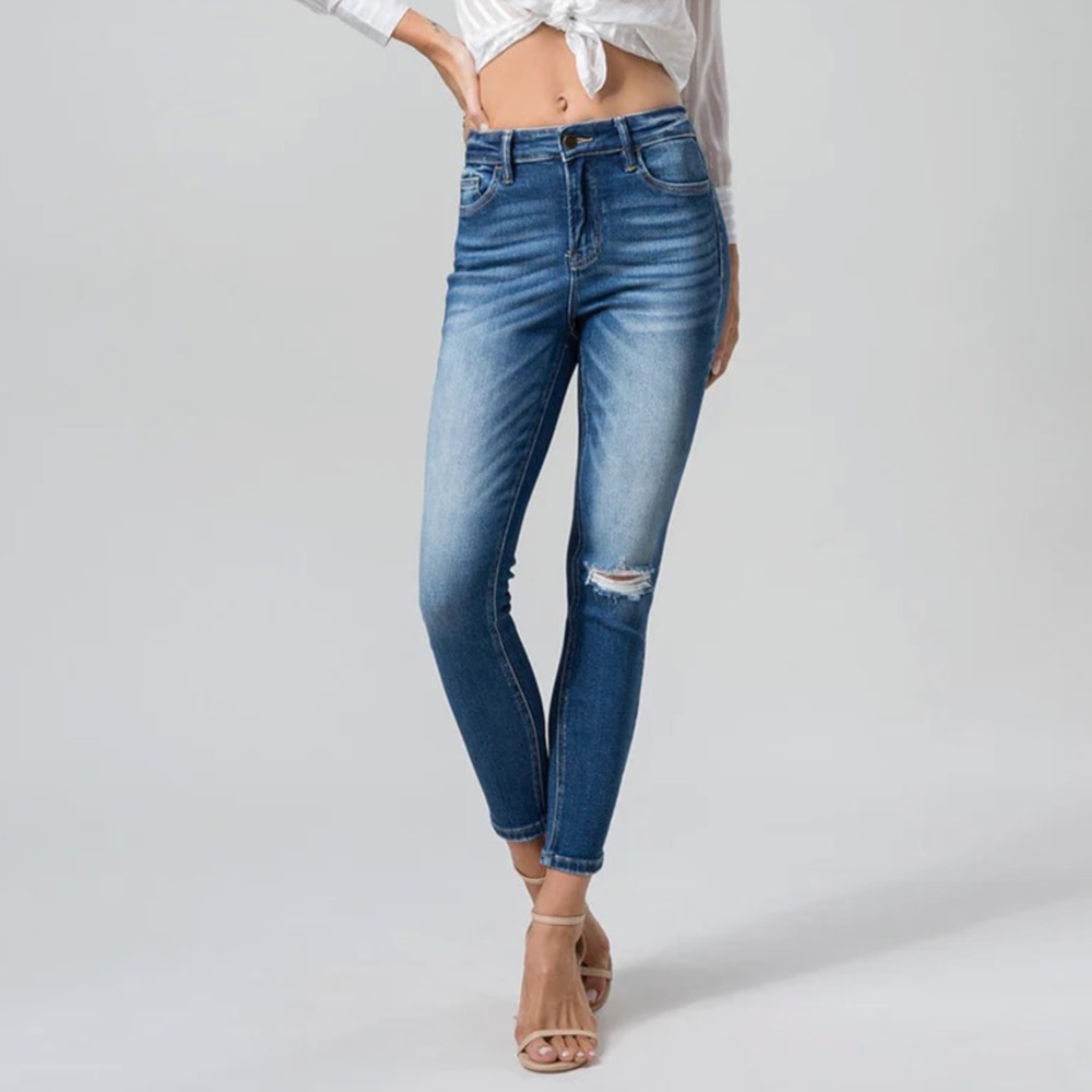 PAIGE Kylie Crop Distressed Semi Destructed Crop Jeans Sz 24